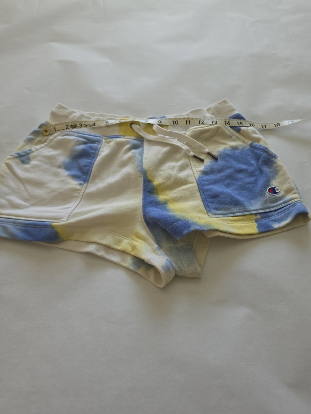 Champion Tie-Dye Fleece Shorts — Blue, Yellow & White - Picture 3 of 7